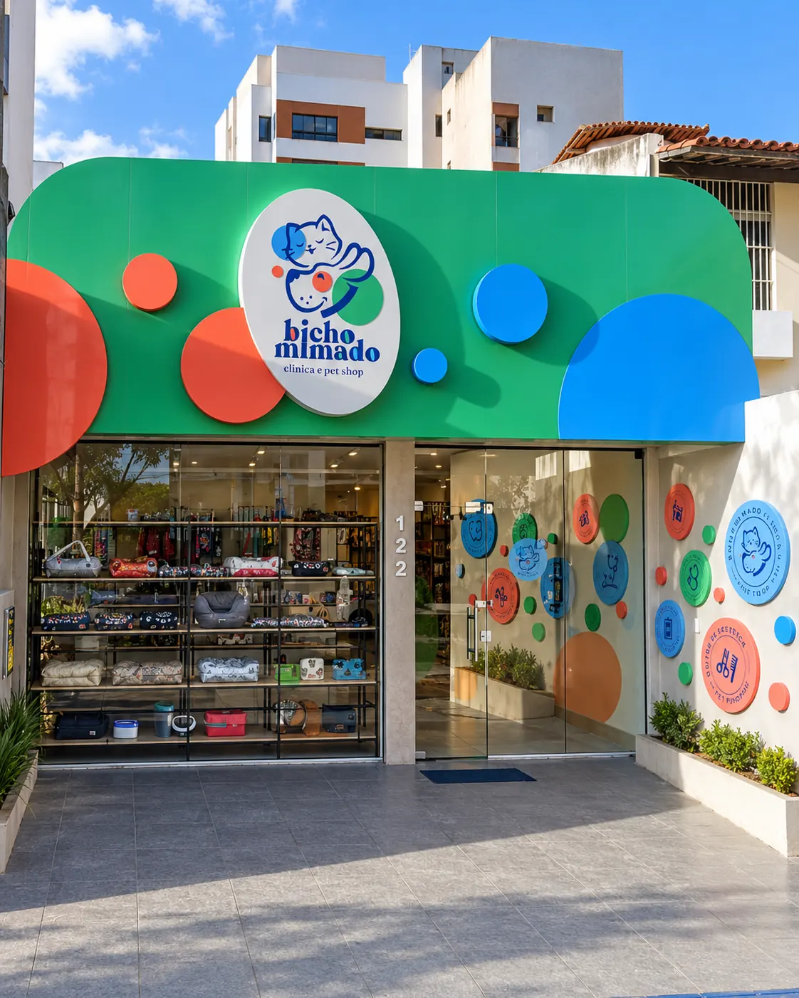 Fachada da Bicho Mimado, imagem tratada a partir da fachada real
